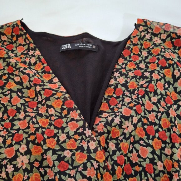 Sheer Boho Fairy Chiffon Ruffle Wrap Mini Dress w Elastic Smocked Waist XL Lined - Picture 12 of 16